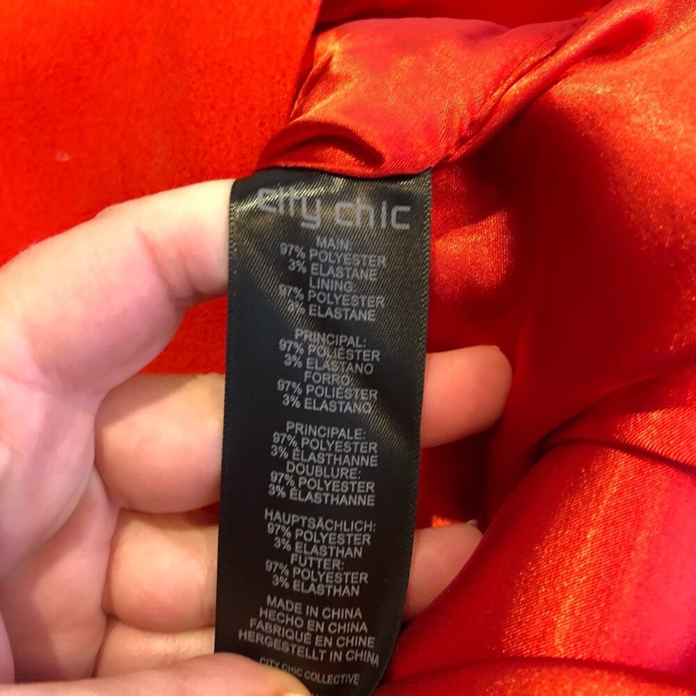 City Chic Tiger Lily Enchant orange red strapless draped dress size Small 16 NWT - Picture 9 of 16